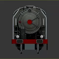 Steam Locomotive 3D Model With Silver Black Exterior Red Details Three Chimneys And Multiple Wheels