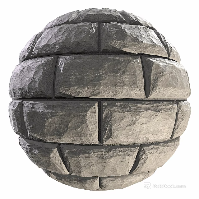 Natural Stone Sphere Structure Made Of Interlocking Textured Rough Blocks 3d model