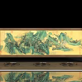 Traditional Chinese Landscape Painting Background Wall With Display Stand And Reflection