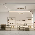 Darling Clothing Store Modern Interior Featuring Shelves Bags Shoes And Display Counters