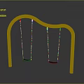 Playground Swing With Pink Curved Frame Two Seats And Metal Chains