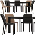 Modern Dining Table Set With Black And Beige Chairs And Gray Tabletop 3d model