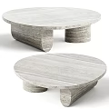 Round Modern Coffee Table With Natural Marble Texture And Cylindrical Base Design 3d model