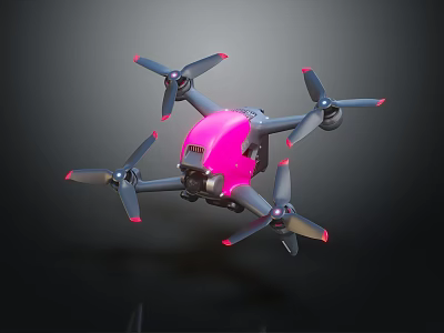 Advanced High Quality Pink Quadcopter Drone With Camera And Four Propellers 3d model