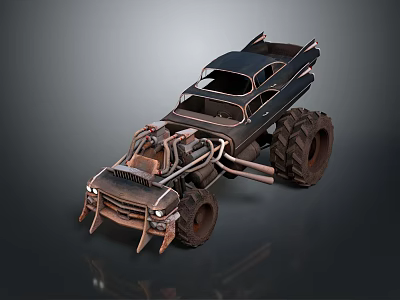 Custom Monster Truck With Open Cabin Large Tires And Rugged Metal Frame 3d model