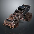 Custom Monster Truck With Open Cabin Large Tires And Rugged Metal Frame