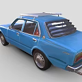Blue Vintage Classic Car With Retro Design And Roof Rack Details