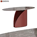 Modern Contemporary Table With Red Curved Wooden Legs And Textured Top