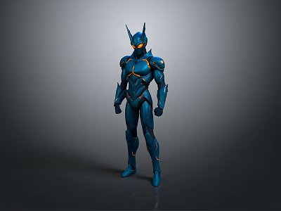 Futuristic Blue Superhero Armor With Yellow Accents And Modern Design 3d model