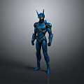 Futuristic Blue Superhero Armor With Yellow Accents And Modern Design