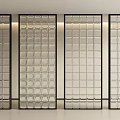 Modern Glass Room Dividers With Decorative Grid Patterns For Interior Design 3d model