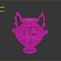 Ancient Greek Amphora Sculpture Carving With Intricate Figure Motifs And Decorative Handles