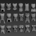 3D Armor Breastplate Models Displaying Various Designs And Different Styles For Cosplay Or Gaming Projects 3d model
