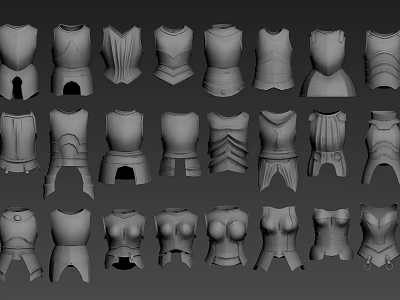 3D Armor Breastplate Models Displaying Various Designs And Different Styles For Cosplay Or Gaming Projects 3d model