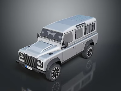 Silver Off Road Vehicle Featuring Black Wheels Roof Design And Front Grille 3d model