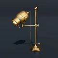 Vintage Brass Table Lamp With Adjustable Arm Round Base And Warm Light