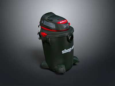 Shop Vac Black Red Portable Vacuum Cleaner With Wheels For Home Cleaning 3d model