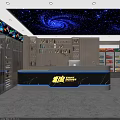 Shop Front Desk With Starry Sky Ceiling Wine Racks And Beverage 3d model
