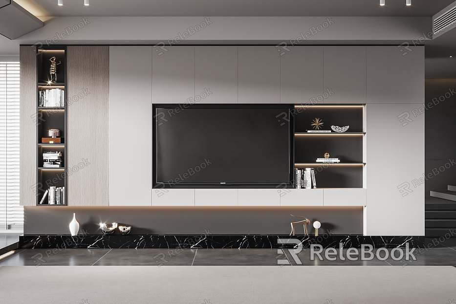 Modern TV background wall TV background model