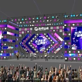 Vibrant Concert Stage With Colorful Lights LED Screens And Cheering Audience