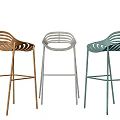 Modern Multi Colored Bar Stools With Unique Backrest Design And Sleek Metal Frame 3d model