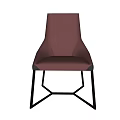 Modern Brown Leather Dining Chair With Black Metal Frame And Textured Upholstery