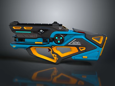Sci Fi Pistol With Blue And Orange Futuristic Design Glowing Accents And Geometric Shapes 3d model