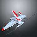 White And Red Aerospace Drone Design With Tail Wings And Underbody Equipment For Space Missions
