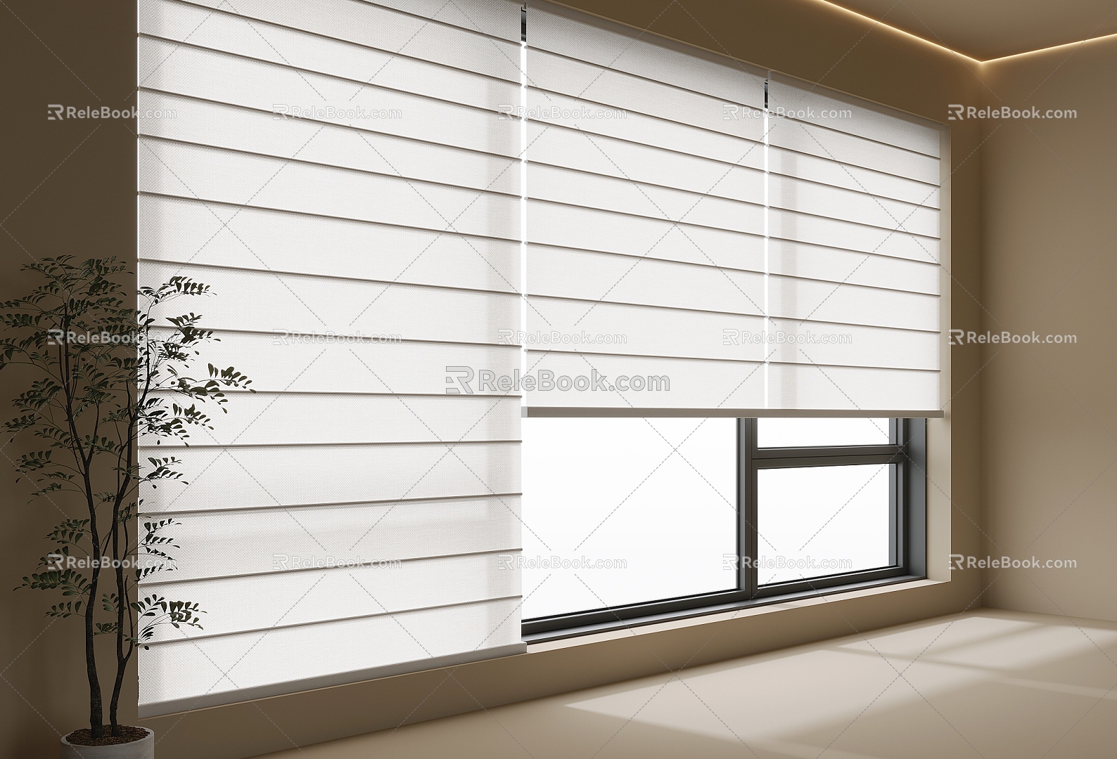 venetian blinds curtain fabric curtain 3d model