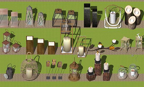 New Chinese-style lamps and lanterns combined with soft furnishings for homestays 3d model