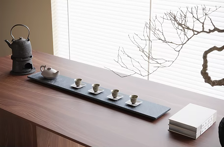 Modern tea set ornaments 3d model