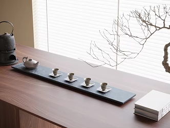 Modern tea set ornaments 3d model