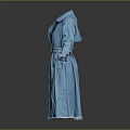 Blue Denim Trench Coat With Belt Lapel Collar Long Sleeves And Fringed Edges