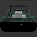 Teal Hovercraft With Black Air Cushion Cockpit And Reflective Surface Design