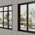 Modern Casement Windows With Black Frames And Clear Glass On White Wall