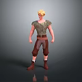 3D Animated Character Model With Blonde Hair Green Sleeveless Top Brown Pants And Boots