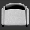 Modern White Upholstered Chair With Armrests Sleek Lines And Minimalist Design