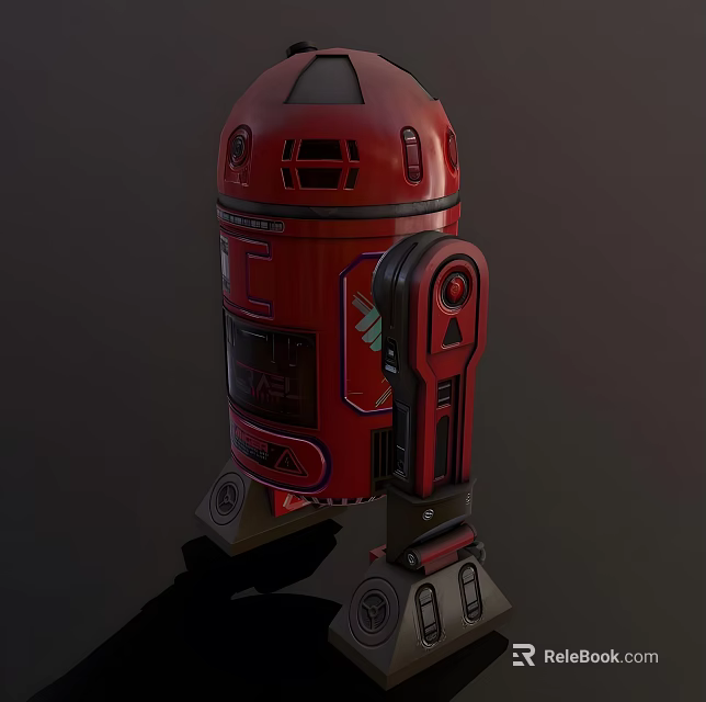 Red Robot Character With Mechanical Body And Detailed Robotic Leg Design 3d model 