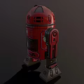Red Robot Character With Mechanical Body And Detailed Robotic Leg Design