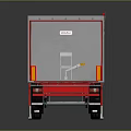Detailed Silver Red Semi Trailer Model With Cargo Container And Wheels 3d model