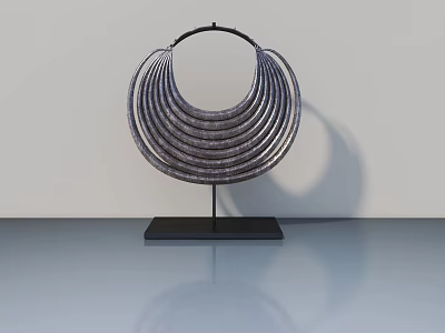 Swing Door With Circular Rings Design And Black Frame On Gray Background With Reflection 3d model