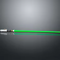Green Lightsaber With White And Silver Hilt On Black Reflective Surface