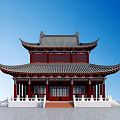 Chinese-style ancient building with four corners and heavy eaves landscape platform 3d model