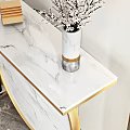 Modern Console Table With Marble Top Gold Frame And Circular Wall Decor 3d model
