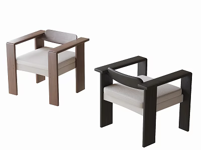 Modern Accent Chair Design Featuring Wooden Frame And Light Cushion In Two Color Tones 3d model