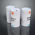 Battery Drink Three White Cylindrical Cans With Orange Cross Logo 3d model