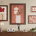 Framed Plant Paintings Wall Decor In Living Room With Vase Flowers And Leaves