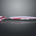 Futuristic Red And White Streamlined Aerospace Spaceship Model With Reflection