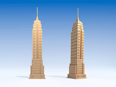 Modern Commercial Complex Architectural Design With Twin Beige Towers Against Blue Sky 3d model