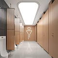 Modern Public Restroom Interior With Clean Stalls Clear Signs And Bright Ceiling